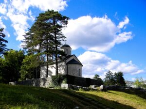 tree, nature, grass, sky, outdoors, montenegro, cetinje, summer, travel, church, clouds, cloud, landscape, hill, background, sun, no one, monastery, capital, cetinje, cetinje, cetinje, cetinje, cetinje